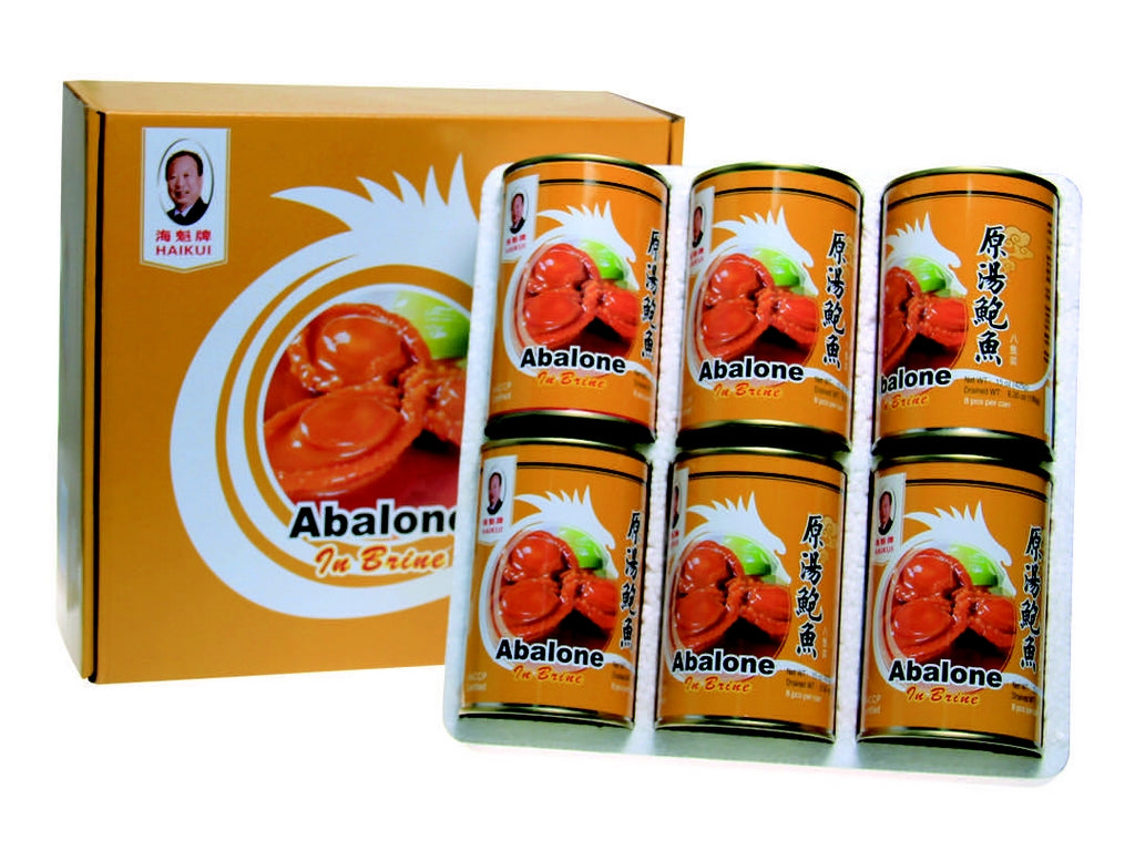 8 pcs can of abalone 8 隻/一罐 Abalone in Brine 原湯鮑魚 6 cans per box 6 罐禮盒裝